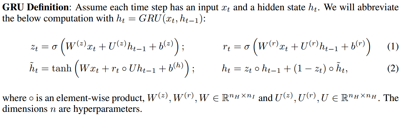 Formal definition of GRU